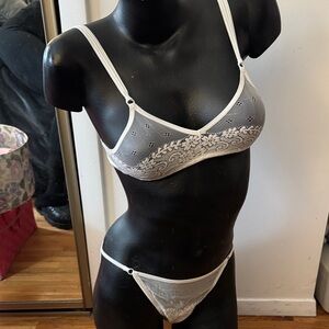 Lace White Bralette matching Panty Set